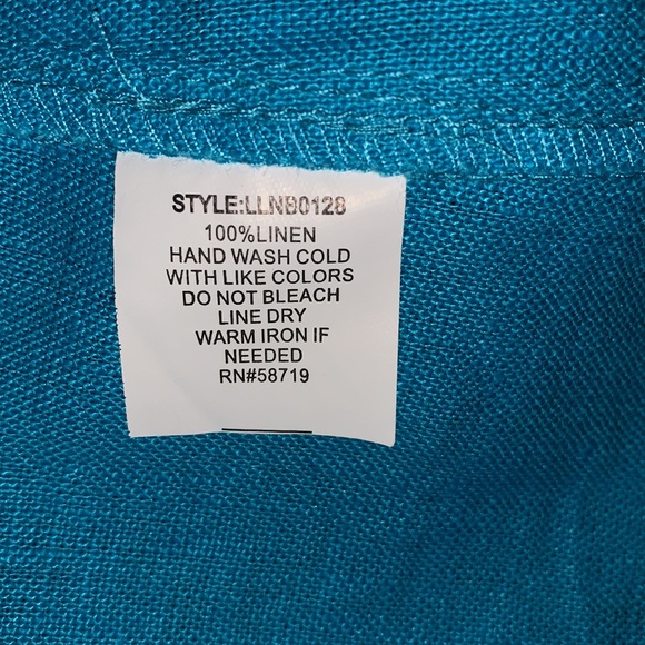 Choices woman 1X linen collared blouse blue full button flutter sleeve - Picture 8 of 8